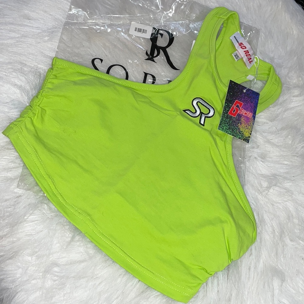 Gsuwoo Crop Tank Neon Green XS NEW